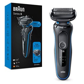 Braun Series 5 50-B1000s Rasoio Elettrico Barba, Wet&Dry, Ricaricabile, Rasoio A Lamina Senza Fili, Blu, Idea Regalo Festa del P