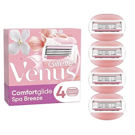 Gillette Venus Spa Breeze 2 In 1 Lamette di Ricambio per Rasoio Donna, Confezione da 4 Lamette Con Barre di Gel per Depilazione