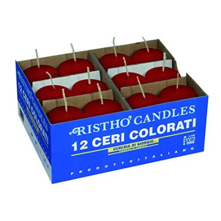 Cereria di Giorgio Candele diametro 4 cm altezza 7 - Rosso - Confezione da 12 pezzi