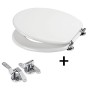 Ogomondo Sedile Wc MDF Bianco Universale Sedix Plus con 2 coppie di cerniere cromo in dotazione come ricambio