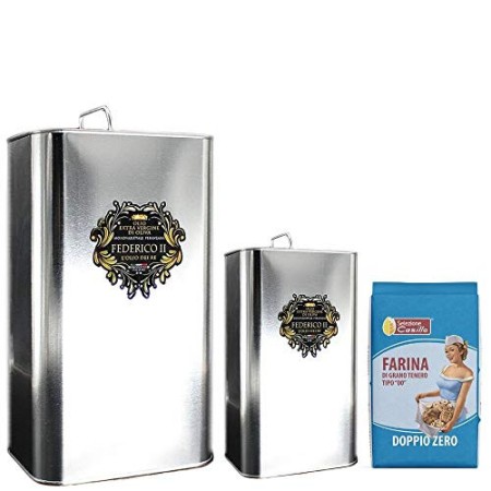 Kit Cucina Farina Selezione Casillo Doppio 0 5 kg, Olio Extravergine D'oliva Pugliese Monocultivar Peranzana 2 Latte 3 Litri