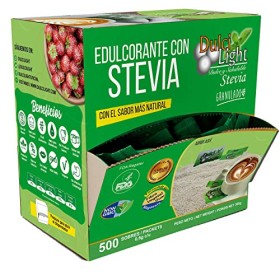 DULCILIGHT STEVIA NATURALE 500 + 100 di regalo, TOTAL 600 Buste, DOLCIFICANTE GRANULATO categoria Gourmet CON IL SAPORE DI STEVI