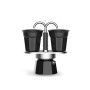 Bialetti Mini Express Color, Set Caffettiera 2 Tazze + 2 Bicchierini, Alluminio, Nero