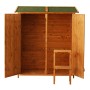 Outsunny Casetta da Giardino con Uno Sgabello e 2 Ripiani, Capanno in Legno Porta Attrezzi da Esterno, 140x75x160cm