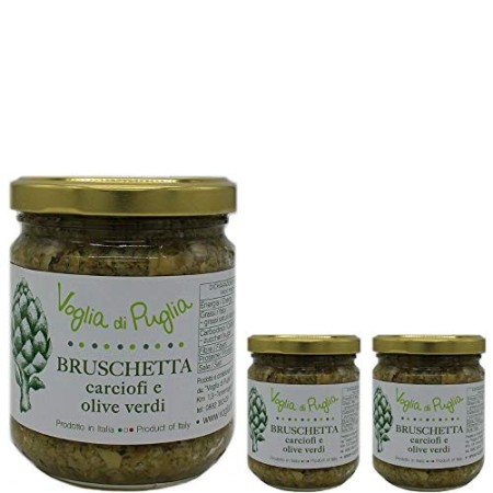 Bruschetta Di Carciofi E Olive Verdi In Olio Extravergine D'oliva Voglia Di Puglia 3 Confezioni da 190g