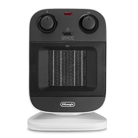 De'Longhi HFX60E20 Termoventilatore Ceramico Verticale, Bianco/Nero, 2000 W, Plastica