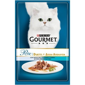 Gourmet Purina Perle Umido Gatto Duetti di Mare con Pesce Dell'Oceano e Tonno - 24 Buste da 85 g Ciascuna (Confezione da 24 x 85