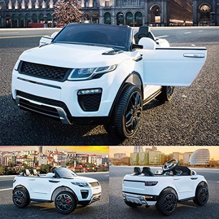 FP-TECH Auto ELETTRICA per Bambini Macchina SUV 2 POSTI 2WD 12V con Telecomando USB MP3 (Bianco)