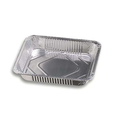 Vaschetta alluminio - Confezione da 100 vaschette rettangolari argentate con bordo G monouso per alimenti - Formato 101 C+C - Id