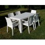 Dimaplast2000 AMZ001 Set Garden Top Tavolo e 6 Poltrone in Resina Effetto Rattan da Giardino, Bianco, 140x80x72 cm
