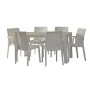 Dimaplast2000 AMZ001 Set Garden Top Tavolo e 6 Poltrone in Resina Effetto Rattan da Giardino, Bianco, 140x80x72 cm