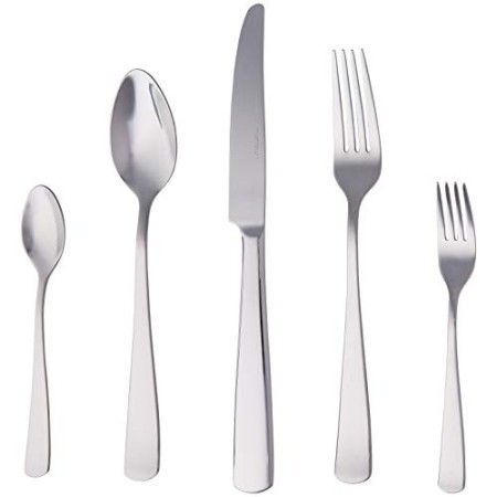 AmazonBasics - Servizio di 20 posate in acciaio inox con bordo squadrato per 4 persone