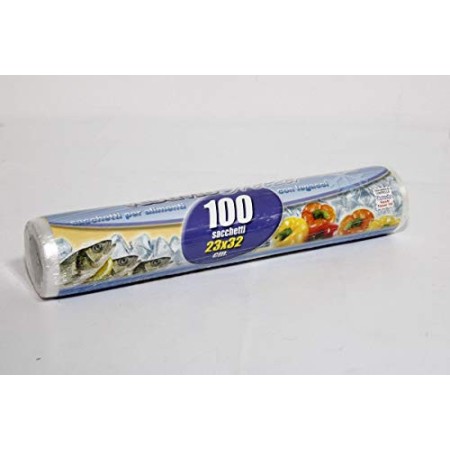 CLICSON® -013904- 300 Sacchetti Rotolo Sacchetti Freezer con Legacci 23x32cm (Conf. 3pz x 100)