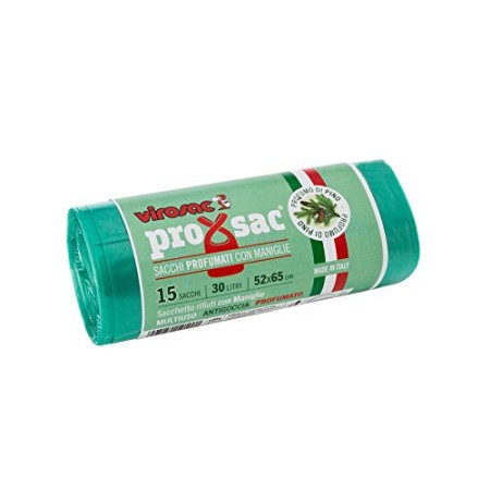 VIROSAC Rotolo 15 Sacchi Profumati di Pino, Nylon, Verde, 52x0.1x65 cm