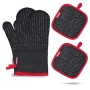 esonmus Presine e Guanti da Forno, Guanti da Barbecue con Resistenza al Calore e Presine da Cucina Morbida in Cotone per Arrosti