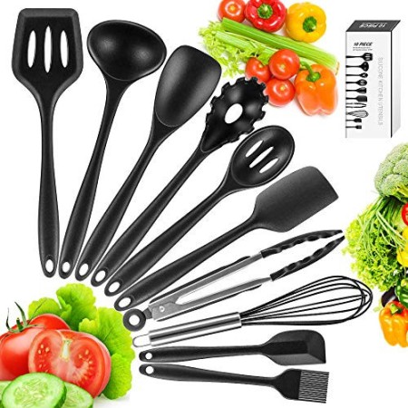 Newdora Set di Utensili da Cucina in Silicone, Resistente al Calore Antiaderenti Utensili da Cucina in Silicone 10 Pezzi, Antiad