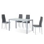 Cribel Set Poseidon Tavolo da Pranzo con 4 Sedie, Elevato Comfort di Seduta in Ecopelle con Bordino Bianco, Robusto Piano del Ta