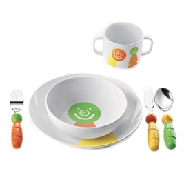 Fratelli Guzzini Bimbi Set Posto Tavola Billo, ABS/Mel 304 18/10, Stainless Steel AISI 410 (Knife), Multicolore, 0.02x39x7 cm, 6