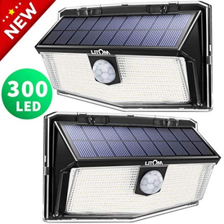 300 LED Luci Solari Esterno,【Nuovo design nel 2020】Luce Solare con Sensore di Movimento, 270ºIlluminazione wireless Lampada
