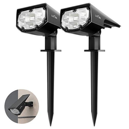 LITOM 12 LED Luci Solari da Esterno, IP67 Faretti Solari a Paesaggio con 2 Modalità di Illuminazione, Luce Energia Solare Ester