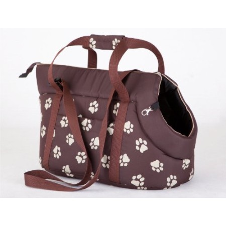 Hobbydog Borsa per Il Trasporto di Cani e Gatti, Taglia 1, Marrone con Motivo a Impronte di Zampe