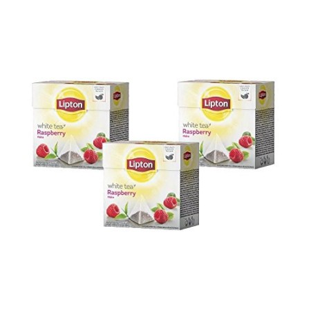 Lipton White Tea - Raspberry - 20 Premium Pyramid Tea Bags [Pack of 3]