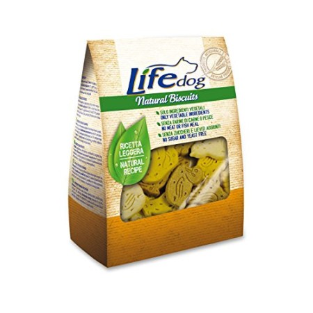Life Dog Natural Biscuits, Biscotti a Forma di animaletti. 500gr