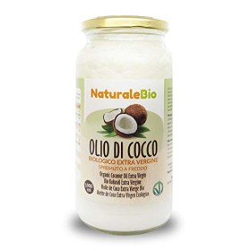 Olio di Cocco Biologico Extra Vergine 1000 ml. Crudo e Spremuto a Freddo. 100% Organico, Naturale e Puro. Bio Nativo e non Raffi