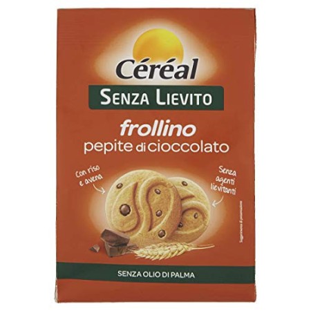 Biscotti Pepite Cioccolato - senza Lievito - con Farina di Riso e Farina di Avena - Frollini 250 Gr