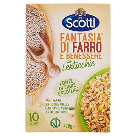 Riso Scotti - Fantasia di Farro con Lenticchie - Mix di Farro, Lenticchie Gialle, Verdi e Rosse - 400 gr