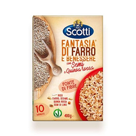 Riso Scotti - Fantasia di Farro con Semi e Quinoa Rossa - Mix di Riso, Farro, Sesamo, Quinoa Rossa e Semi di Lino - 400 gr