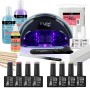 Mylee The Full Works - Set Manicure, 8 smalti per unghie gel semi permanenti MYGEL, top & base coat, Lampada LED Mylee PRO Salon