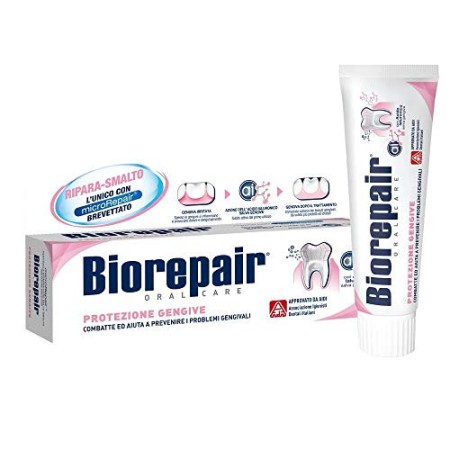 Biorepair, Dentifricio Protezione Gengive, per Gengive Sane, Antibatterico, Antiplacca, con Acido Ialuronico, Calendula e Spirul
