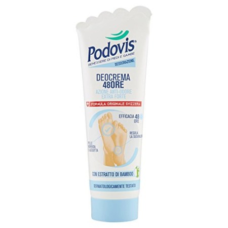 Podovis, Deocrema 48 ore, Azione Antiodore Extra-Forte, Regola la Sudorazione del Piede, Senza Parabeni e Siliconi, Rinfresca e 