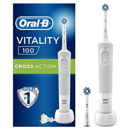 Oral-B Vitality 100 Spazzolino Elettrico Ricaricabile, 1 Manico Bianco, 1 Testina