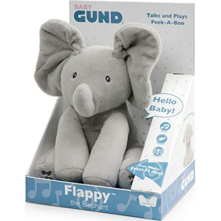 GUND Flappy Elefantino Peluche Interattivo Parlante, 30.5 cm, Due Modalità di Gioco, da 10 Mesi
