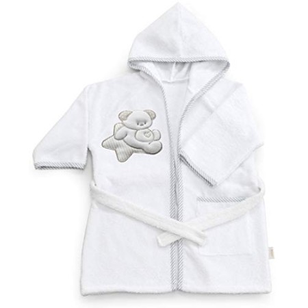 Italbaby 050.4050-0375 Accappatoio Spugna per Neonati 6-18 Mesi Sweet Bianco - 550 g