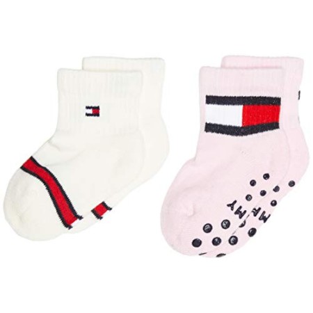 Tommy Hilfiger Th Baby Sock 2p Flag calze, combo rosa, 19-22 (Pacco da 2) Unisex-Bimbi