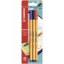 Fineliner - STABILO point 88 - Pack da 3 - Nero/Blu/Rosso