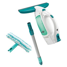 Leifheit Dry & Clean Set Lavavetri elettrico con manico e washer finestre, Tergivetro professionale fino a 35 min con 1 carica, 