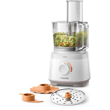 Philips Cucina HR7310/00 Robot da Cucina Multifunzione con Oltre 16 Funzioni, Disco 2-in-1 in Acciaio Inox, 700 W, 2.1 Litri, Bi