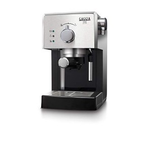 Gaggia RI8435/11 Viva Deluxe - Macchina da Caffè Espresso Manuale, per Macinato e Cialde, 1025W, 1L, Nero/ Argento