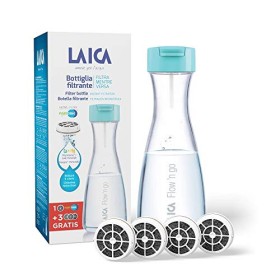 Laica Bottiglia Filtrante B01Aa Flow'N Go, Capacità: 1 litro, Filtrazione Istantanea, Tecnologia Fast Disk, 4 Filtri Inclusi