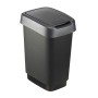 Rotho Twist Portarifiuti 10l con coperchio, Plastica PP senza BPA, Nero/Argento, 10l 24.8 x 18.1 x 33.0 cm