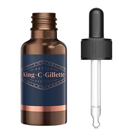 King C. Gillette Olio Idratante da Barba Uomo con Oli Vegetali di Argan, Jojoba, Avocado, Semi di Macadamia e Mandorle, 30 ml