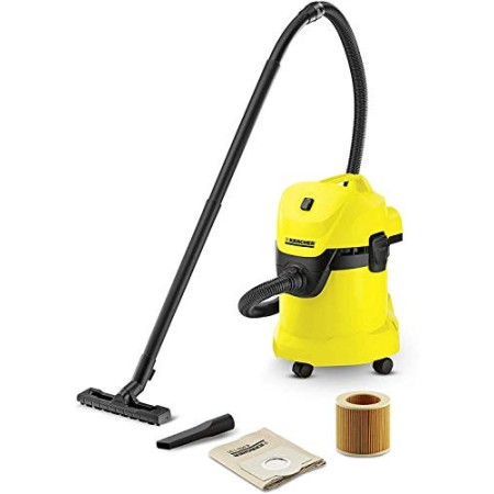 Kärcher WD 3 Aspiratore Solidi-Liquidi - Capacità Vano Raccolta 17 l, Plastica Dura, 200 Air Watt, 1000 W - Due Tubi Rigidi D'