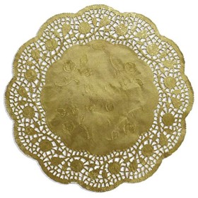 Kunze Torte Pizzo Rotondo, in Rilievo, 100 Pezzi (Ø 26.7 cm), Rivestito, Carta, Gold, 26.7 x 26.7 x 1 cm, – unità