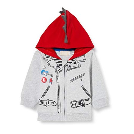 Chicco Cardigan con Cappuccio, Rosso e Grigio, 098 Bambino