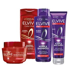 L'Oréal Paris Shampoo + Balsamo + Maschera Biondo, Kit con Shampoo e Balsamo Anti-Giallo Elvive Color Vive Purple, Shampoo e Ma