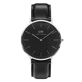 Daniel Wellington Classic Sheffield Orologio Uomo, 40mm, in Pelle, Nero/Argento